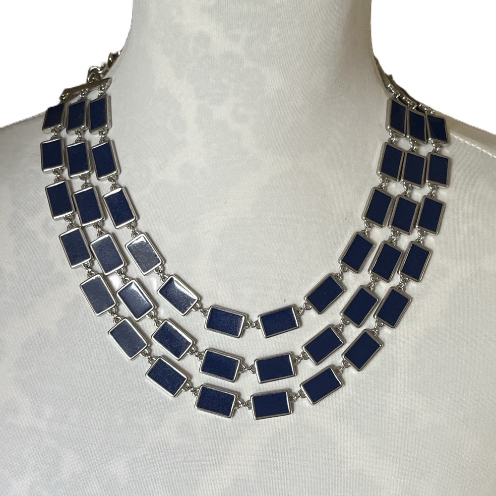 Charming Charlie Statement Necklace Blue Silver - Multi-strand